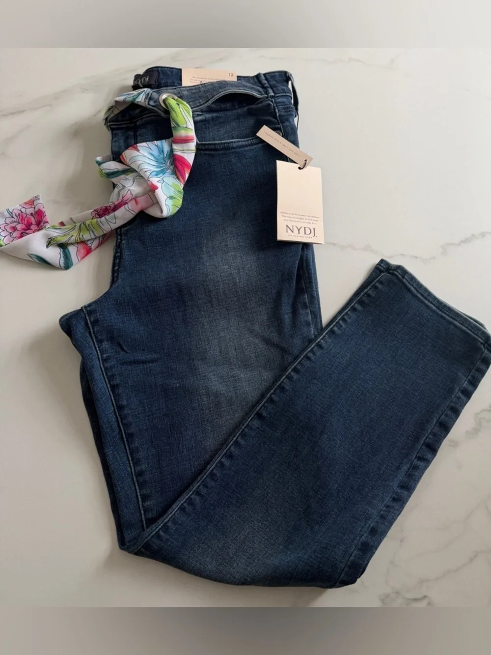 NYDJ Mid-Rise Cropped Skinny Jeans - Medium Blue Wash